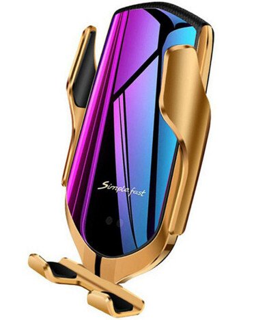 Suport auto cu incarcator wireless iUni R2, Smart Sensor, USB C, functie Fast Charge, Gold